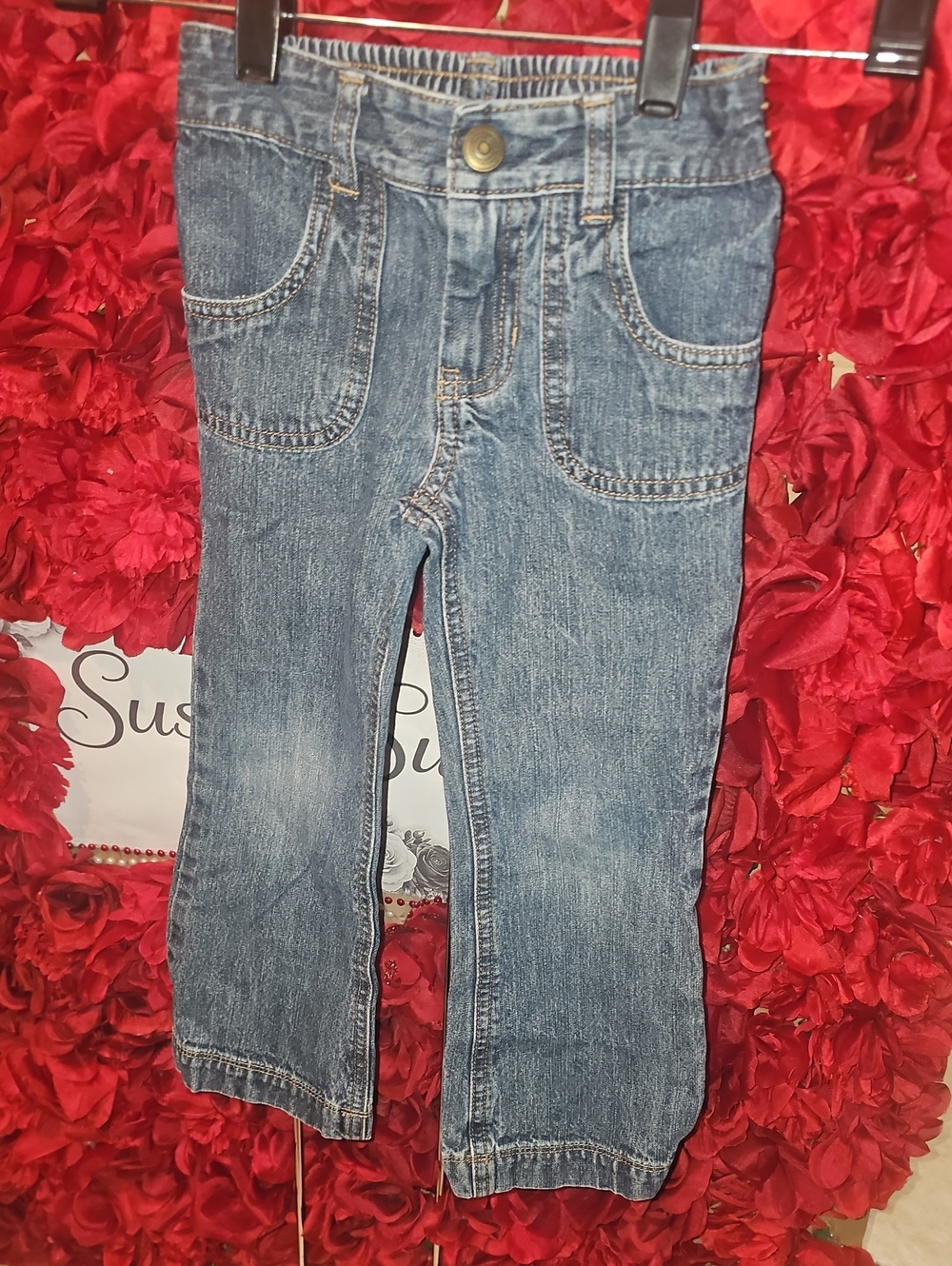 Cherokee Blue Boot-Cut Jeans With Butterfly Pocket Design Size 4T